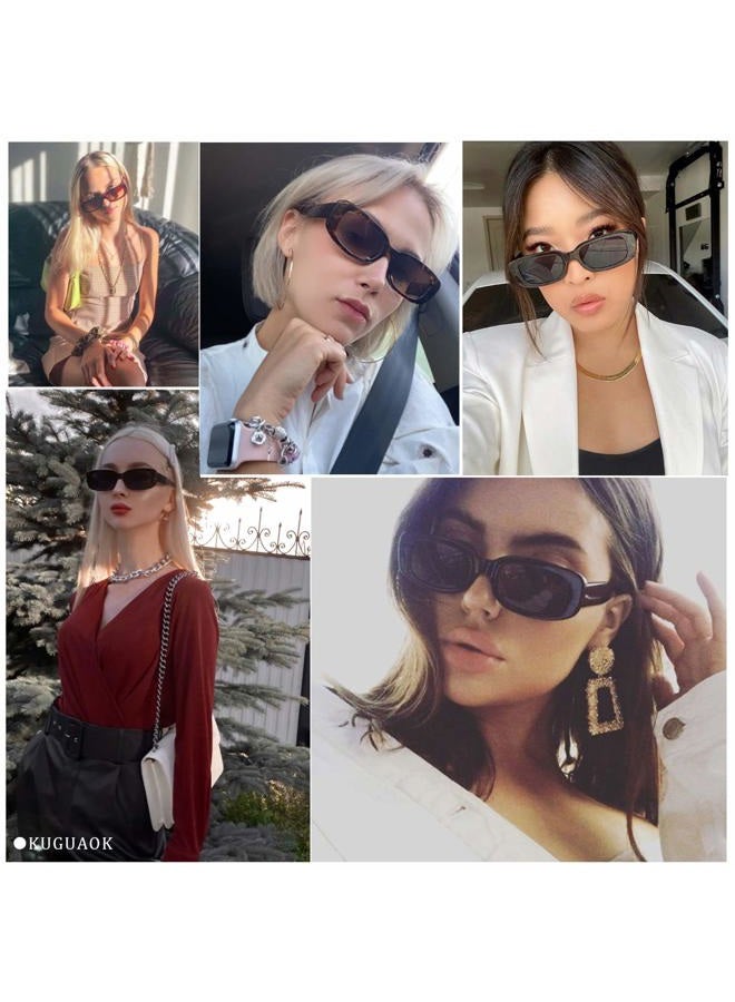 KUGUAOK Retro Rectangle Sunglasses Women and Men Vintage Small Square Sun Glasses UV Protection Glasse - Image 3