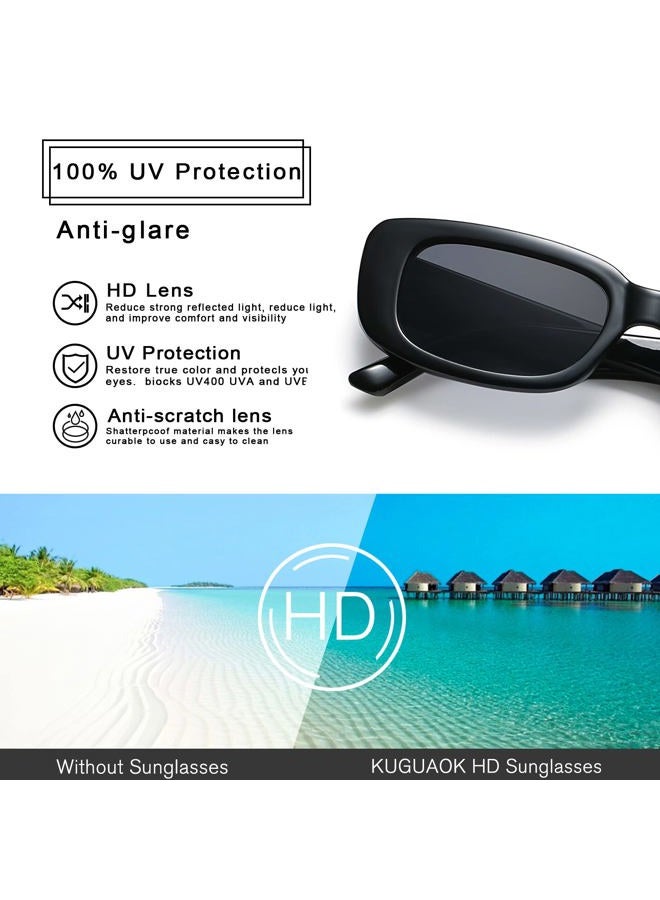 KUGUAOK Retro Rectangle Sunglasses Women and Men Vintage Small Square Sun Glasses UV Protection Glasse - Image 4