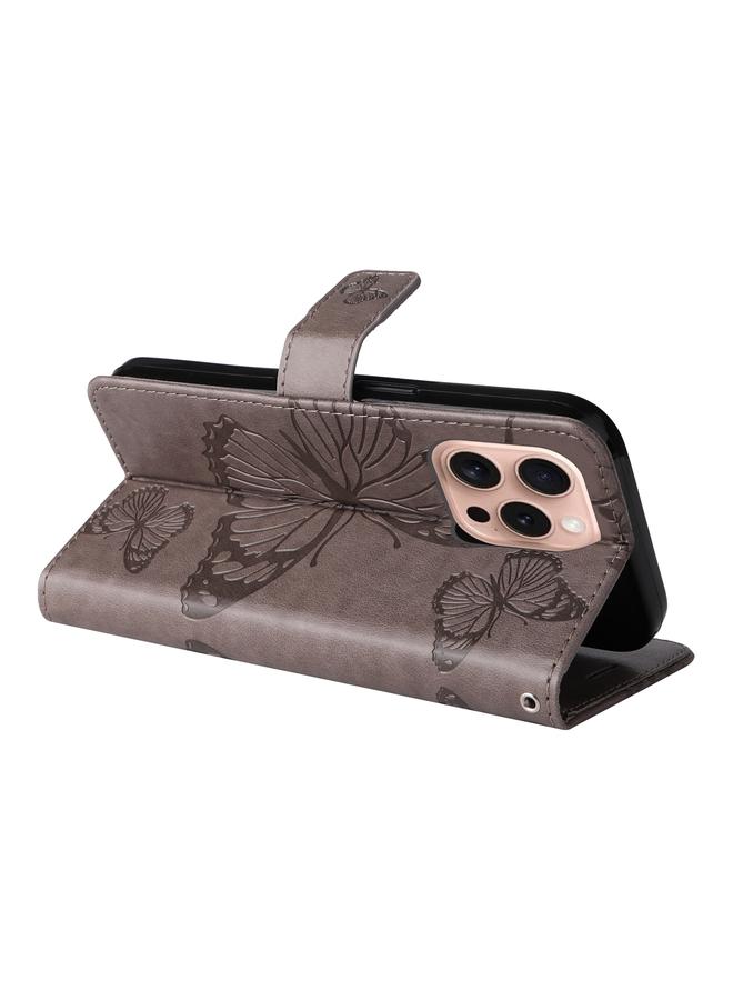 اس-توب جراب لهاتف iPhone 16 Pro، جراب هاتف جلدي قلاب بنقشة فراشة ثلاثية الأبعاد - Image 5