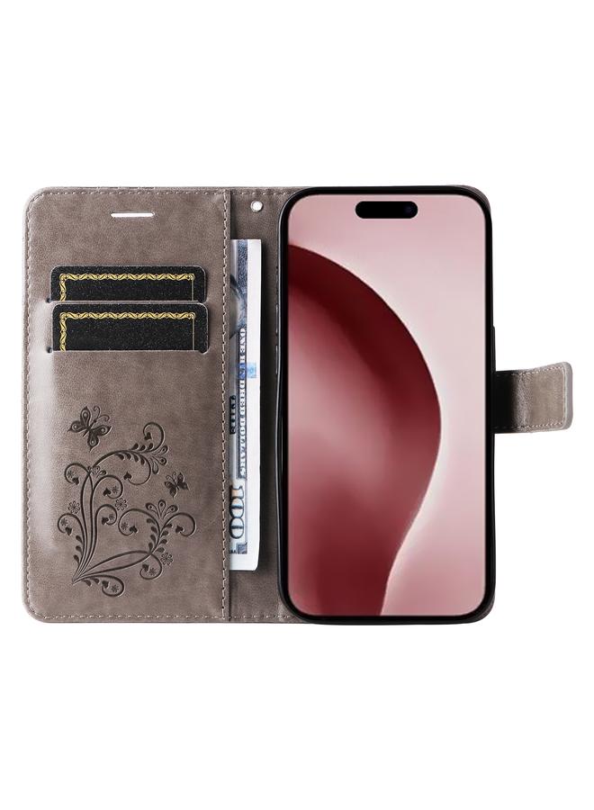 اس-توب جراب لهاتف iPhone 16 Pro، جراب هاتف جلدي قلاب بنقشة فراشة ثلاثية الأبعاد - Image 4