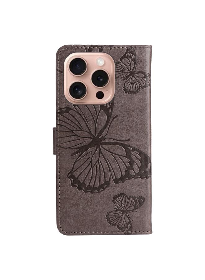 اس-توب جراب لهاتف iPhone 16 Pro، جراب هاتف جلدي قلاب بنقشة فراشة ثلاثية الأبعاد - Image 3