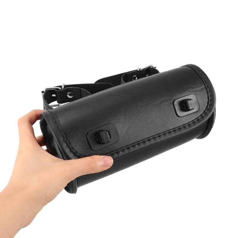 Vintage Mini Motorcycle Tool Bag Saddlebag Quick Release Handlebar Front Rear Tail Commuter Black - Image 4