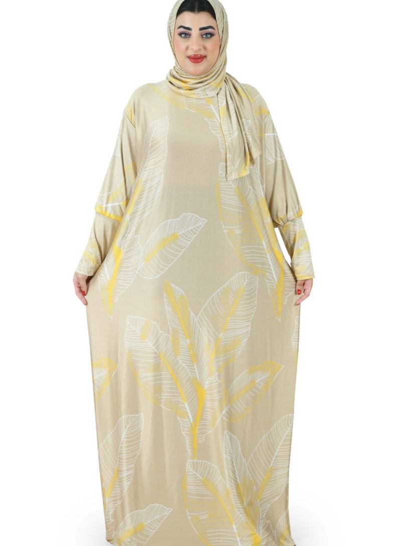 ARTLOOK Women's abaya with leaf design - loose and wide - with hijab