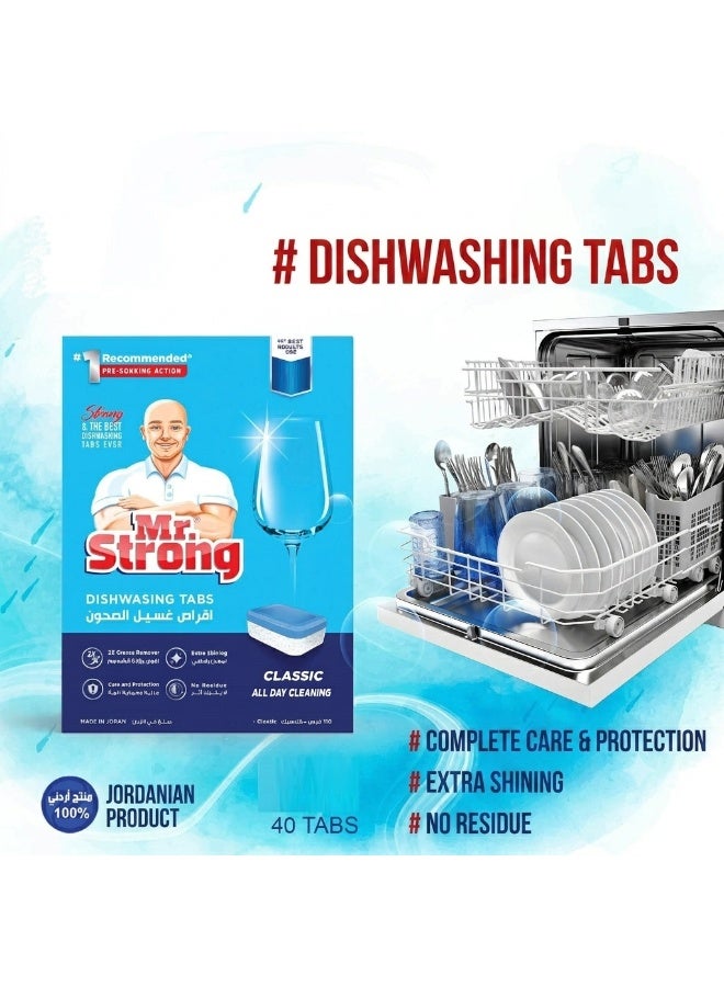 Mr. Strong Strong & The Best Dishwashing Tablets Classic 40 Tablets - Image 2
