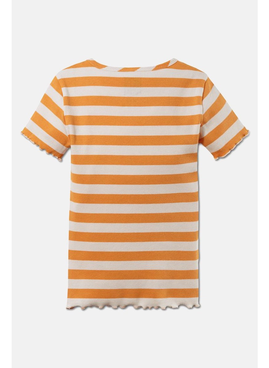 Tchibo - Kid Girl 2 Pcs Short Sleeve Rib Top, Navy and Orange - Image 1