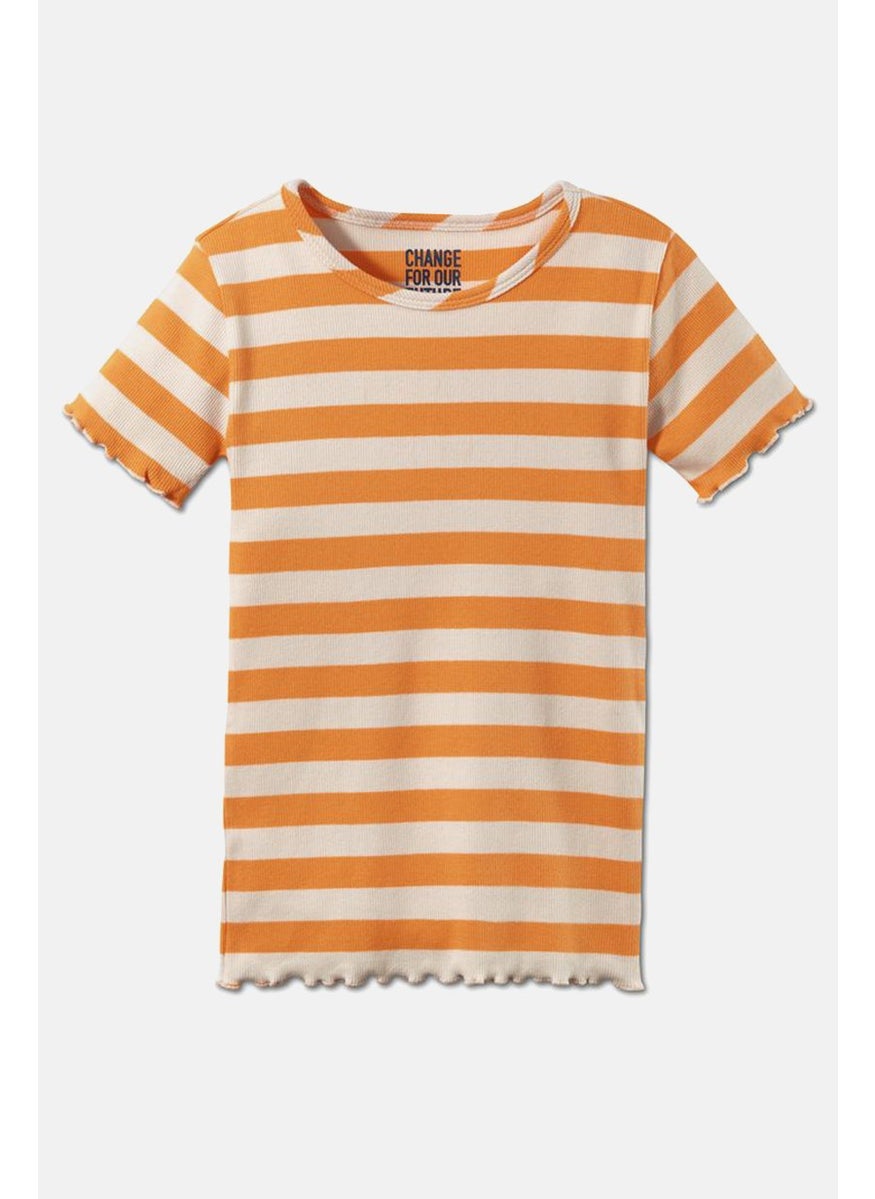 Tchibo - Kid Girl 2 Pcs Short Sleeve Rib Top, Navy and Orange - Image 1