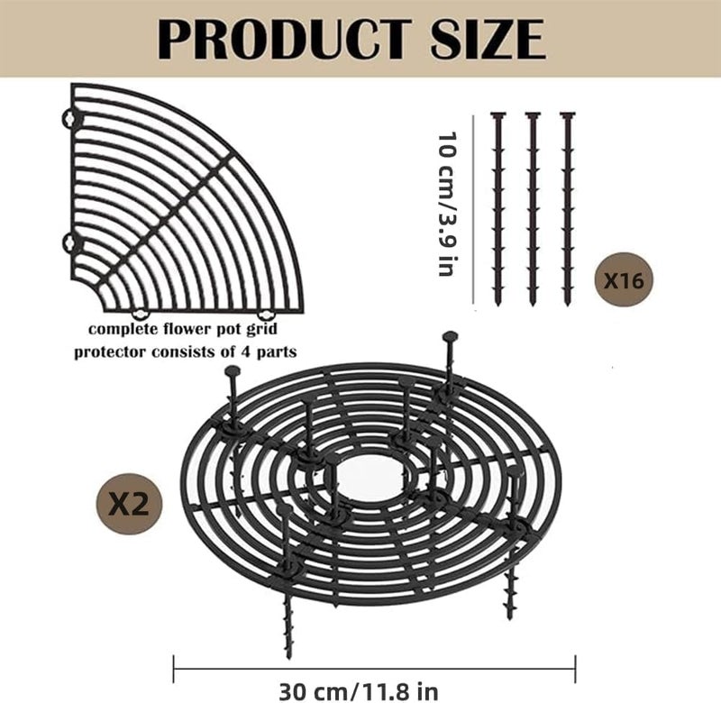 SAHENITEANA Plastic Grid Plant Pot Protector - Indoor Flower Pot Cover With 16 Stakes - Cuttable Soil Cover (Medium) - Image 2