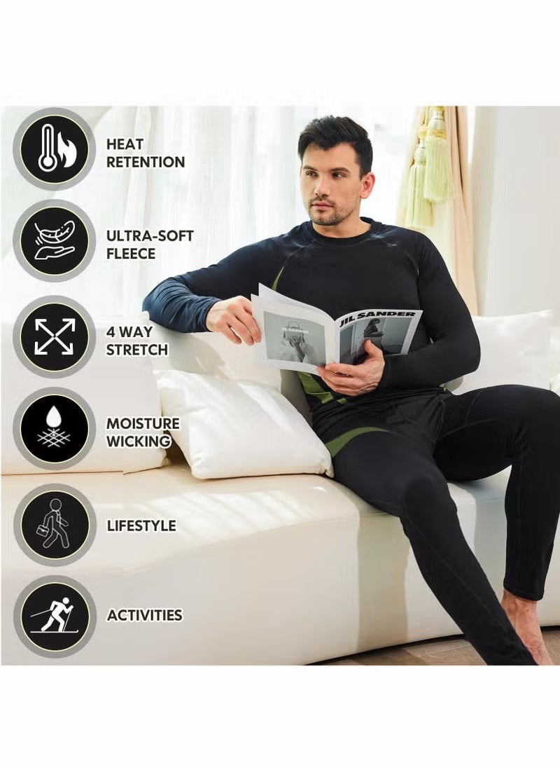 General - Men's Thermal Underwear Sets Top & Long Johns Fleece Sweat Quick Drying Thermo Base Layer - Image 1