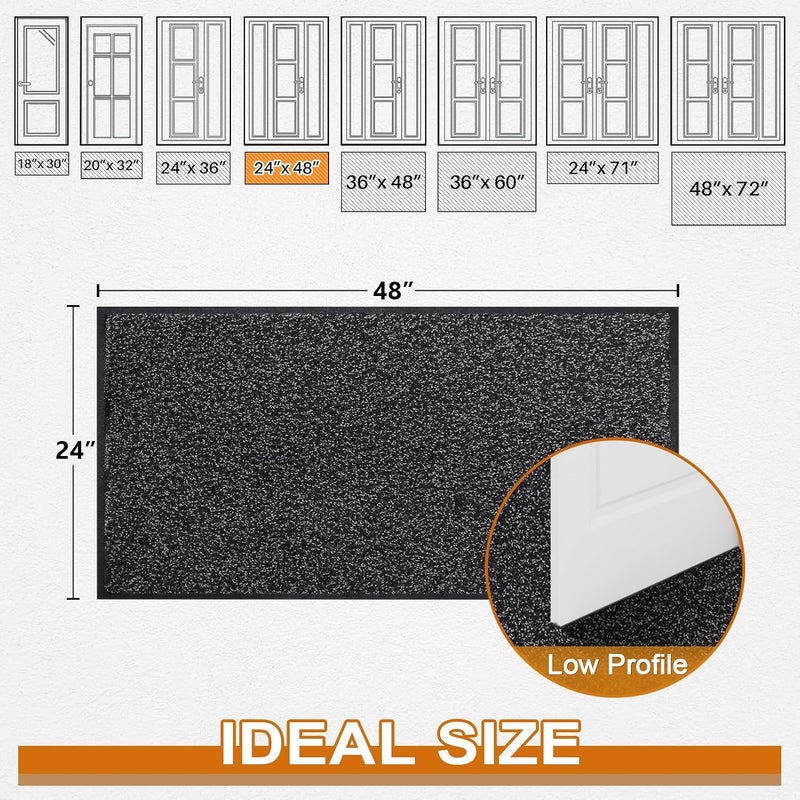 ميباو حصيرة باب ميباو لامتصاص الأوساخ للاستخدام الداخلي والخارجي، مقاس 48" x 24"، لون أحمر أسود، قابلة للغسيل، مانعة للانزلاق، مثالية للمداخل والأحذية، تتميز بقدرة عالية على امتصاص الأوساخ. - Image 2