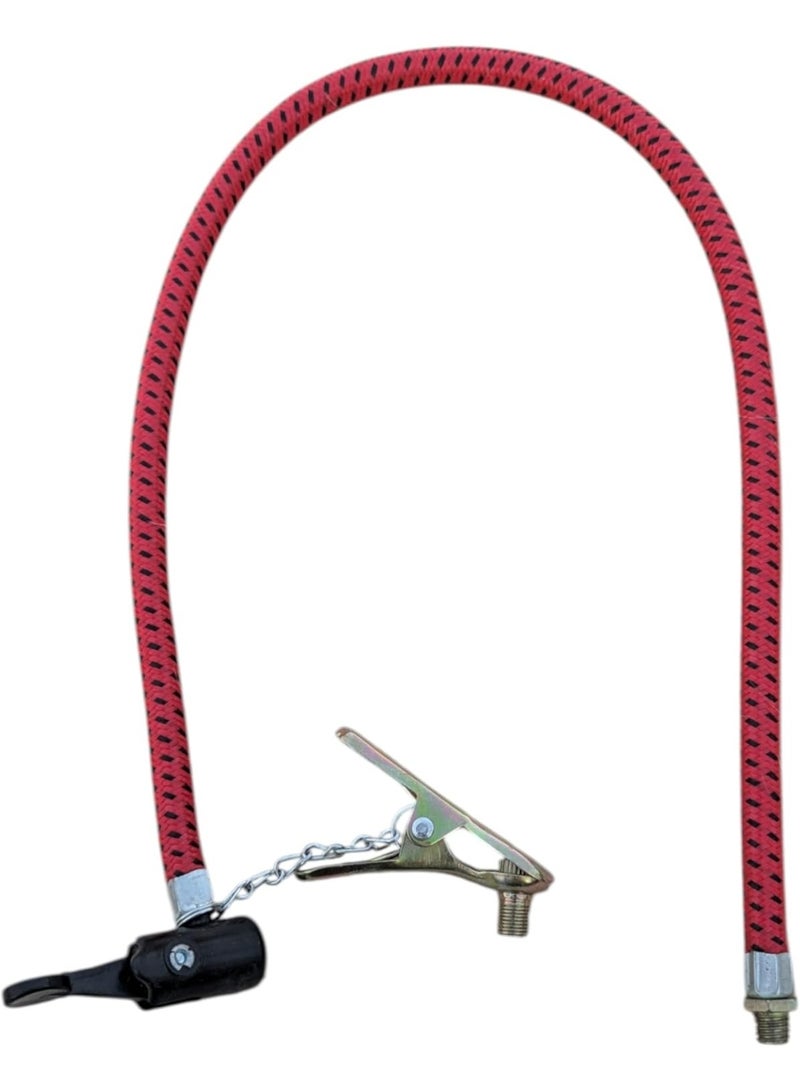 Air pump hose with metal clip, 60 cm, hose connector for pump maintenance – red. - Image 1