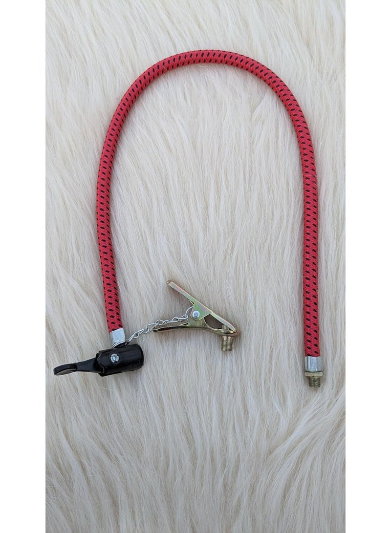 Air pump hose with metal clip, 60 cm, hose connector for pump maintenance – red. - Image 2