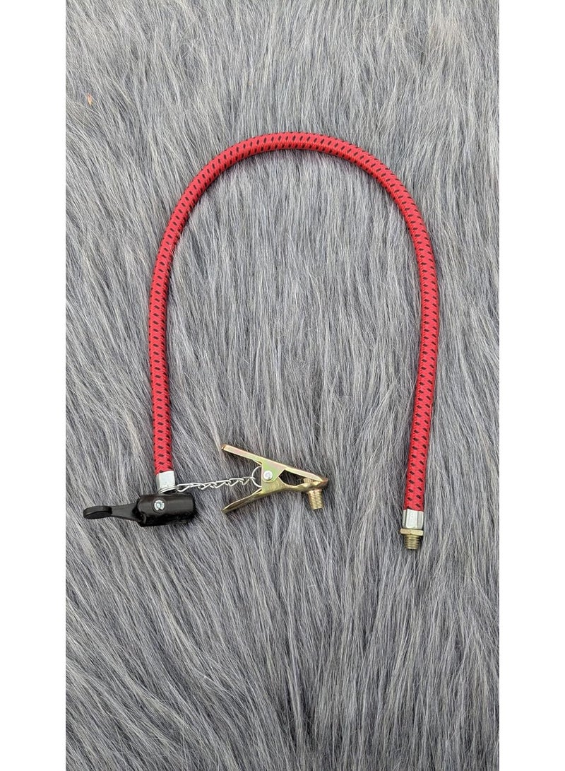 Air pump hose with metal clip, 60 cm, hose connector for pump maintenance – red. - Image 3