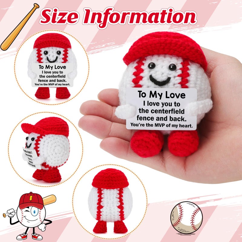 BuiltFit Gifts for Boyfriend Men Valentines - to My Love, Valentine Valentine's Day Anniversary Crochet Baseball Desk Sign I Love You Gift for Him Husband Bf Fiance Partner Birthday Easter Presents - Image 2
