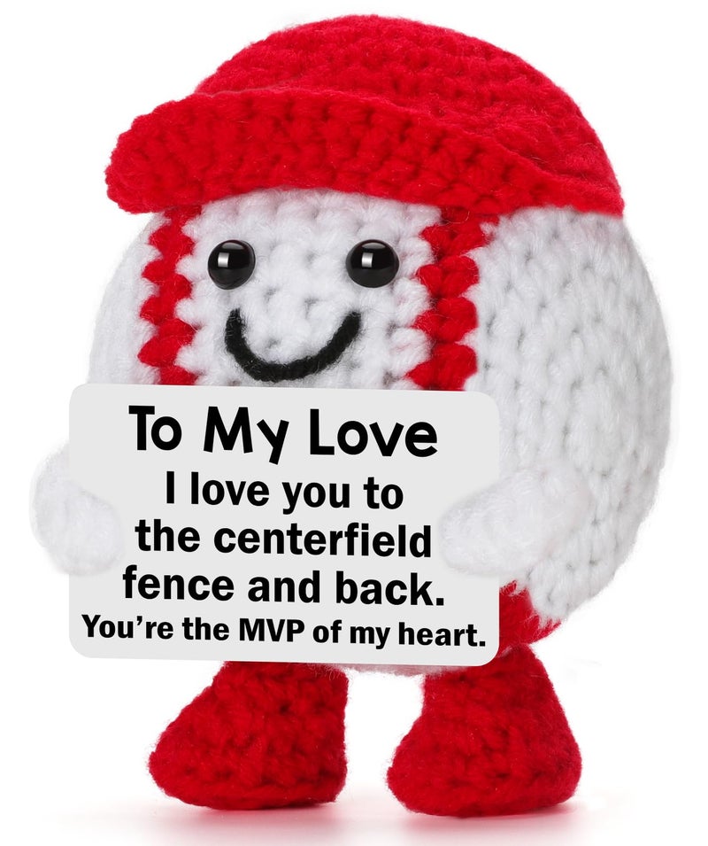 BuiltFit Gifts for Boyfriend Men Valentines - to My Love, Valentine Valentine's Day Anniversary Crochet Baseball Desk Sign I Love You Gift for Him Husband Bf Fiance Partner Birthday Easter Presents - Image 1
