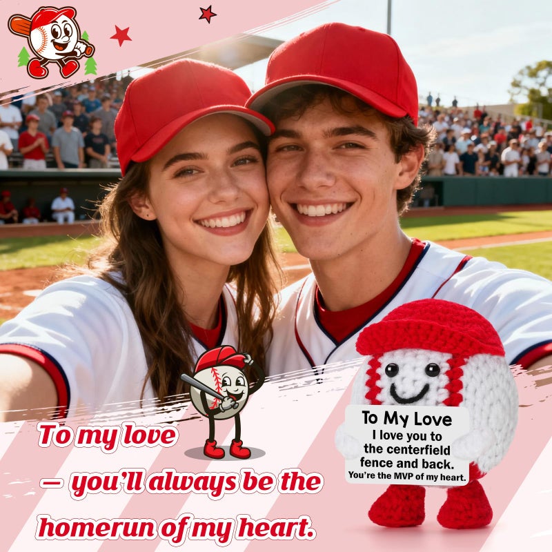 BuiltFit Gifts for Boyfriend Men Valentines - to My Love, Valentine Valentine's Day Anniversary Crochet Baseball Desk Sign I Love You Gift for Him Husband Bf Fiance Partner Birthday Easter Presents - Image 4
