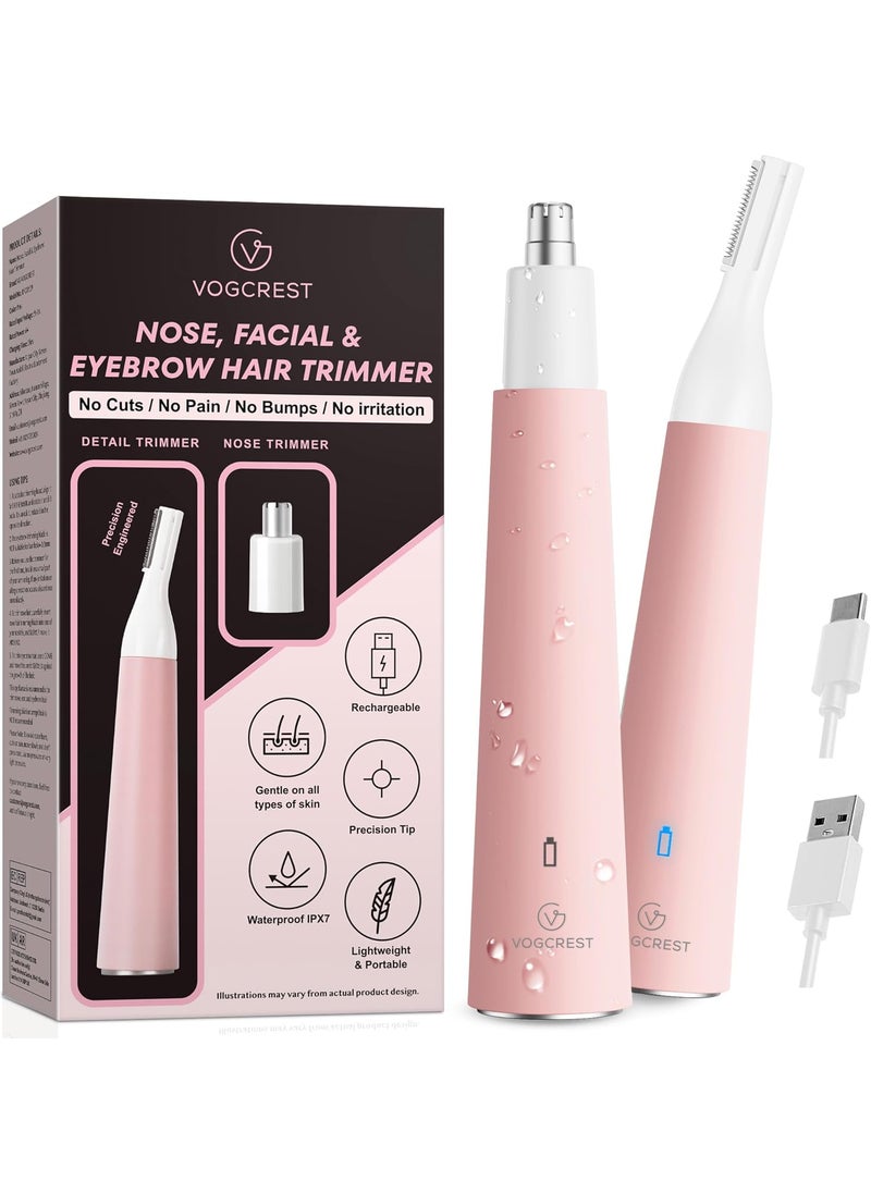 VG VOGCREST Nose Hair Trimmer for Women Portable Waterproof Rechargeable 2in1 Trimmer Easy to Clean Suitable for Sensitive Skin 