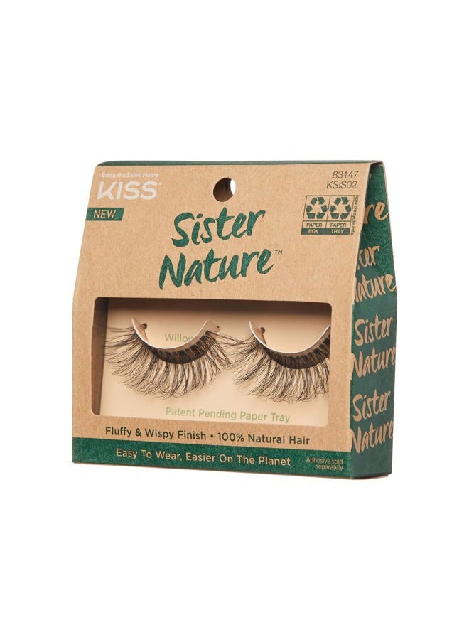 KISS رموش أخت الطبيعة - رموش صناعية، سهلة الاستخدام وأفضل للبيئة، شعر طبيعي 100%، لمسة رموش رقيقة ومورقة، قابلة لإعادة الاستخدام - صفصاف، 1 زوج - Image 3