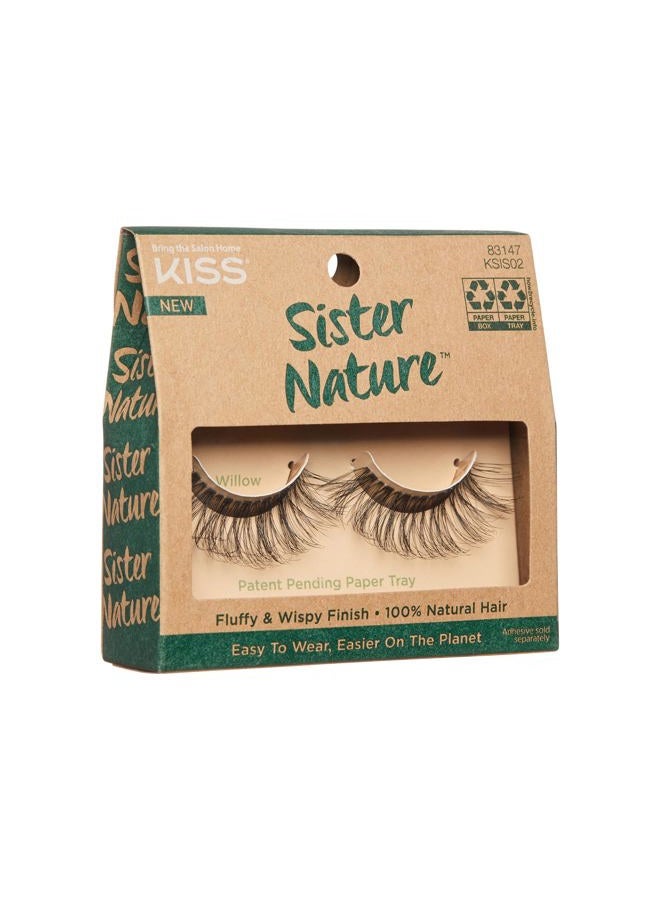 KISS رموش أخت الطبيعة - رموش صناعية، سهلة الاستخدام وأفضل للبيئة، شعر طبيعي 100%، لمسة رموش رقيقة ومورقة، قابلة لإعادة الاستخدام - صفصاف، 1 زوج - Image 4