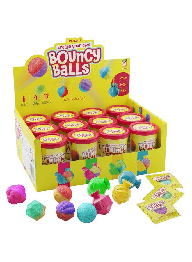 Dan&Darci اصنع كرة قفز خاصة بك - 12 مجموعة فردية - هدايا حفلات علمية - أنشطة رائعة لحفلات عيد الميلاد للأطفال - اصنع 12 كرة كريستالية - فنون وحرف يدوية ممتعة للأطفال - مشاريع STEM - Image 1