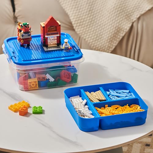 WMM Storage Organizer Bins for Lego Building Blocks Storage with Building Baseplate Lid Storage Containers for Building Brick Storage Plastic Stackable Organizer Bin - Image 5