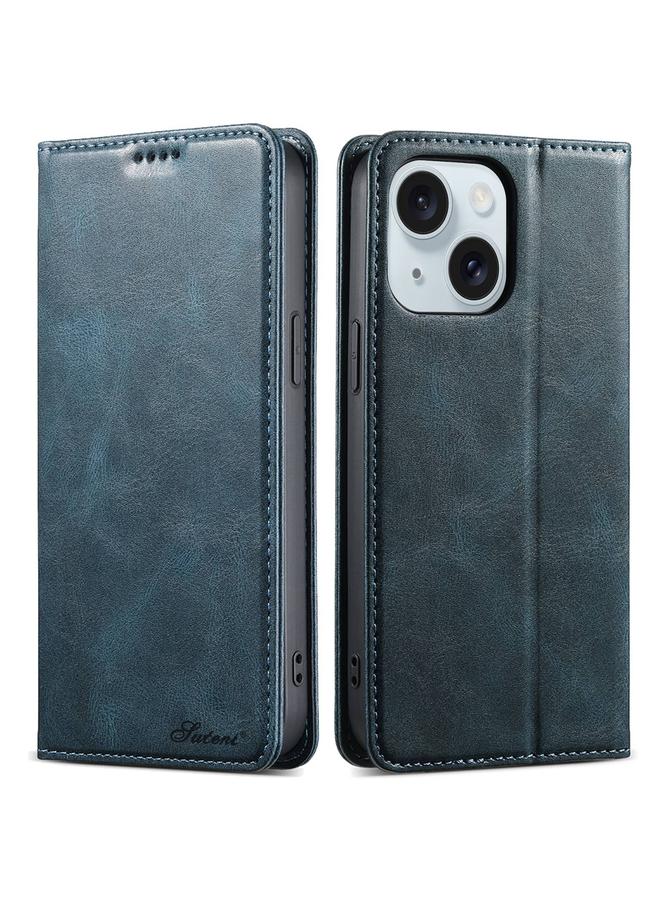 Suteni Case For iPhone 15 Plus J02 Oil Wax Wallet Leather Phone Case - Image 1