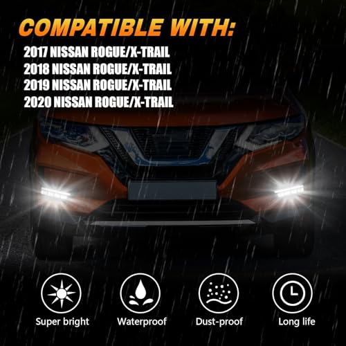 OKSIWA LED Fog Lights with DRL for Nissan Rogue/X-Trail 2017 2018 2019 2020 (Not Fit Sport Models),Fog Lights Bumper Driving Lamps Assembly Clear Lens, White DRL,Yellow Turn Signal - Image 5