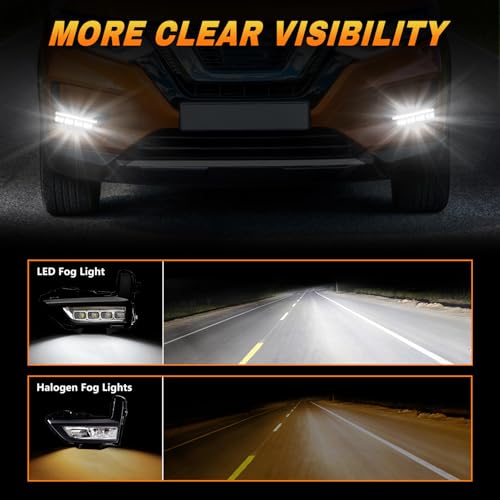 OKSIWA LED Fog Lights with DRL for Nissan Rogue/X-Trail 2017 2018 2019 2020 (Not Fit Sport Models),Fog Lights Bumper Driving Lamps Assembly Clear Lens, White DRL,Yellow Turn Signal - Image 4