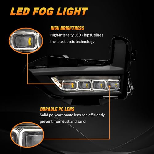 OKSIWA LED Fog Lights with DRL for Nissan Rogue/X-Trail 2017 2018 2019 2020 (Not Fit Sport Models),Fog Lights Bumper Driving Lamps Assembly Clear Lens, White DRL,Yellow Turn Signal - Image 3