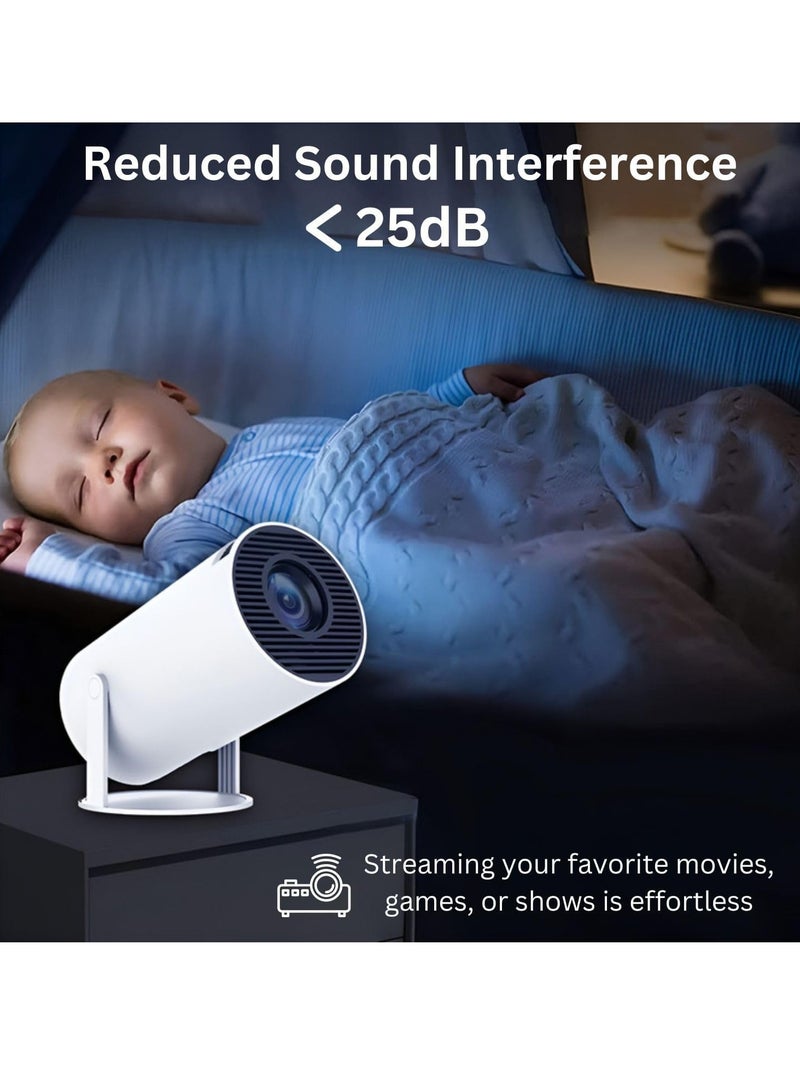"Mini Projector – Intelligent 4K Portable Projector for Outdoor Camping and Home Use, 1280P with Auto Keystone Adjustment for Phone, TV Stick, and Laptop (White)"  - Image 4