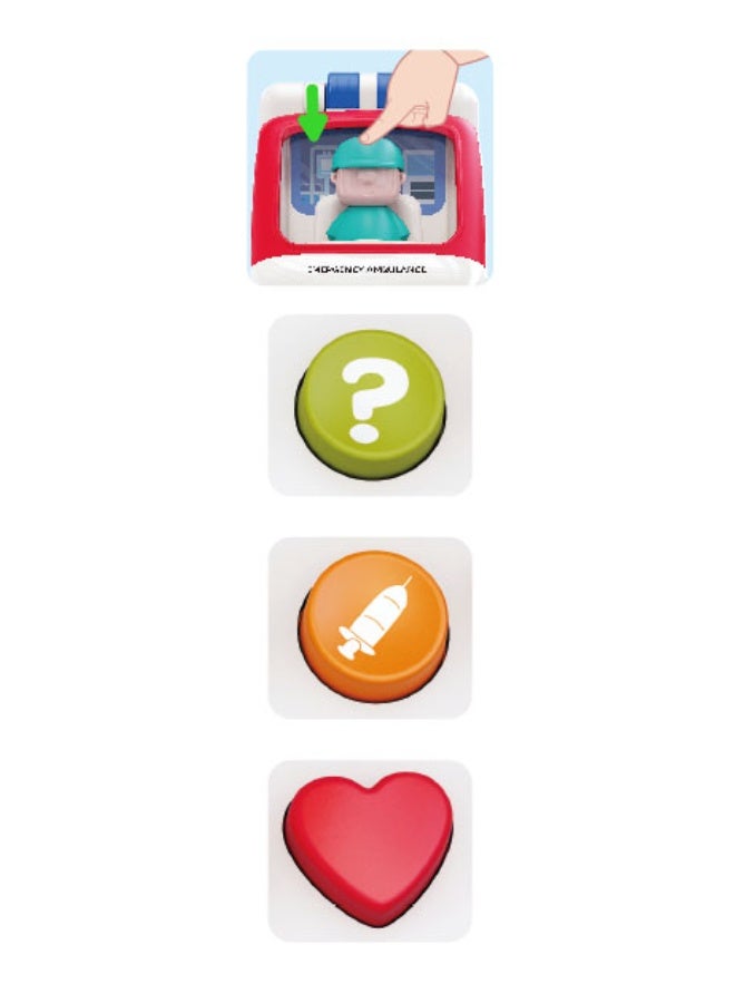 Hola Toy Ambulance with Lights & Sounds, Bump-and-Go Feature, 9 Medical Tools, Removable Driver & Patient Figures, Educational Pretend Play for Kids 3Y+, Promotes Fine Motor Skills & Imagination - Image 4