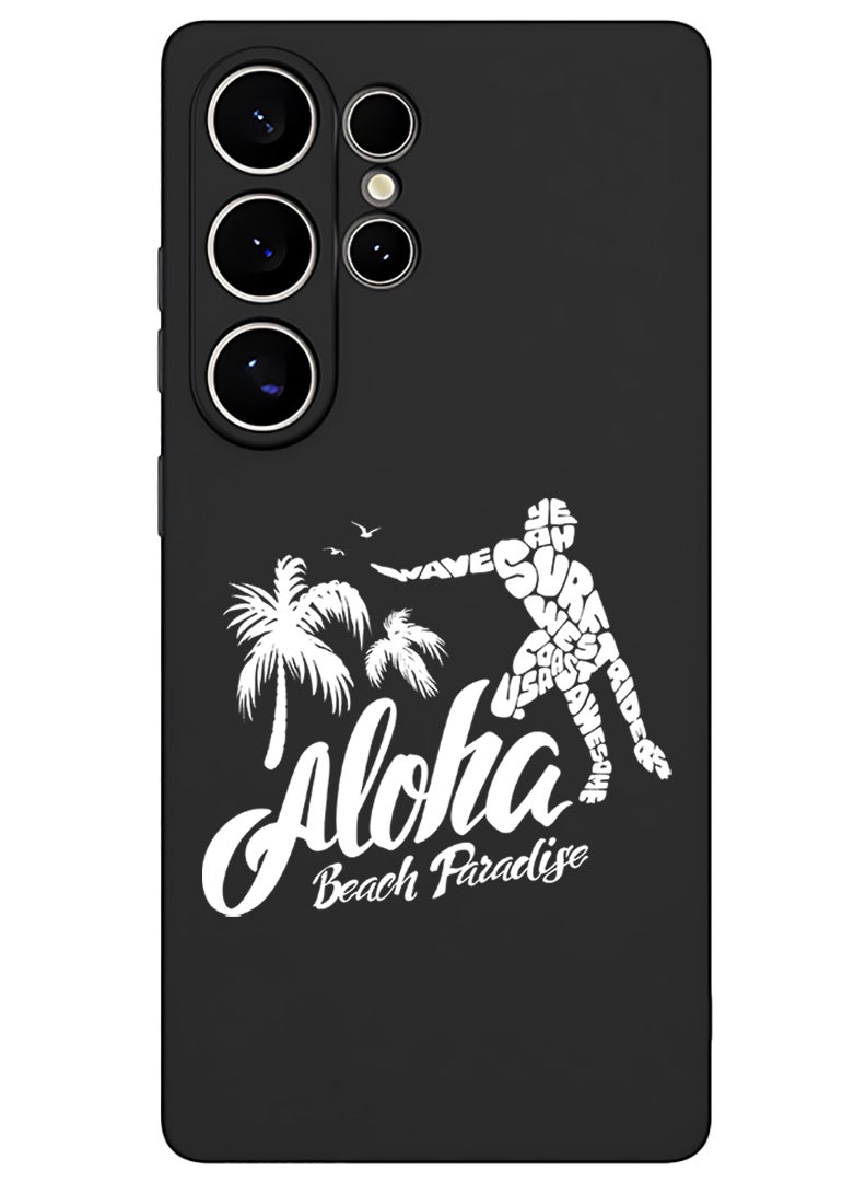 Theodor Protective Slim Fit Case Liquid Silicone Cover with Full Body Protection Anti-Scratch Shockproof Case For Samsung Galaxy S25 Ultra (Black) - Aloha Beach Paradise White - Image 1