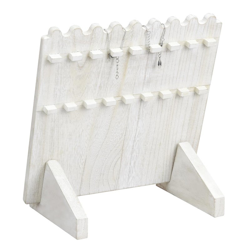 MOOCA Wooden Plank Necklace Holder Organizer For 8 Necklaces, Jewelry Stand Holder, Jewelry Display for Vendors, Necklace Display Stand, Washed White Color - Image 4