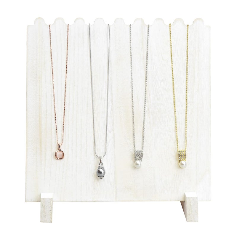 MOOCA Wooden Plank Necklace Holder Organizer For 8 Necklaces, Jewelry Stand Holder, Jewelry Display for Vendors, Necklace Display Stand, Washed White Color - Image 2