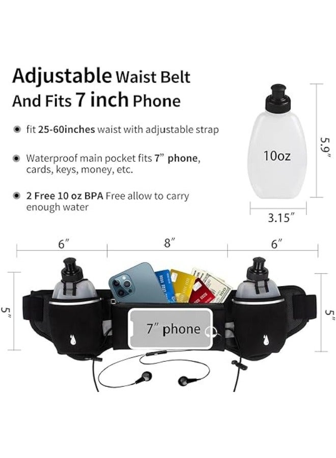 حزام الجري مع زجاجات ماء، حزام الترطيب للرجال والنساء، حامل زجاجة ماء حزام الجري، يناسب الهواتف بحجم 6.5 بوصة، حزام الخصر للجري والتسلق والمشي لمسافات طويلة. - Image 3