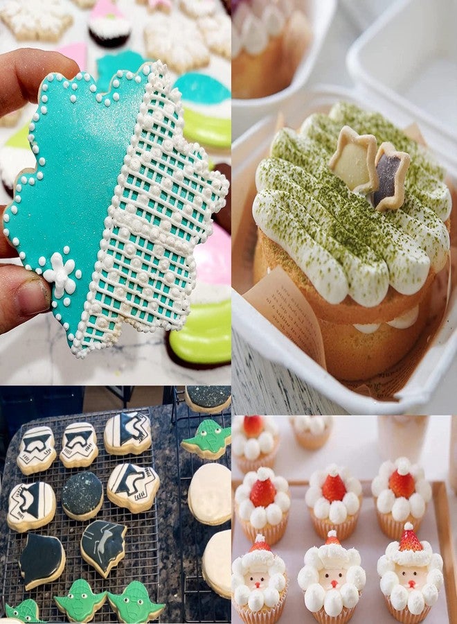 Bmaacye Royal Icing Piping Bags and Tips Set with 6 Small Piping Tip for Writing,Sugar Cookie Decorating,Macarons,1 Reusable Icing Bag & Coupler - Image 3