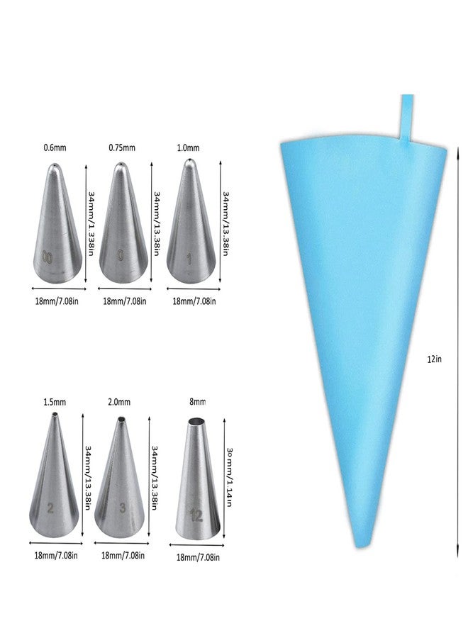 Bmaacye Royal Icing Piping Bags and Tips Set with 6 Small Piping Tip for Writing,Sugar Cookie Decorating,Macarons,1 Reusable Icing Bag & Coupler - Image 4