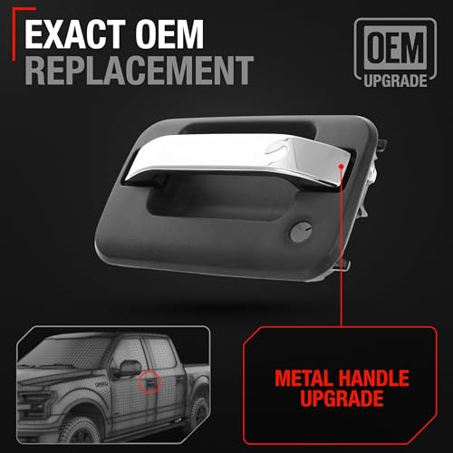 T1A Exterior Front Driver Door Handle Upgraded Metal Compatible with 20092014 Ford F150 0914 Ford Lobo 1014 Lincoln Mark LT Chrome Black wKeyhole OEM CL3Z1522405BAHCHMT 97674 - Image 3