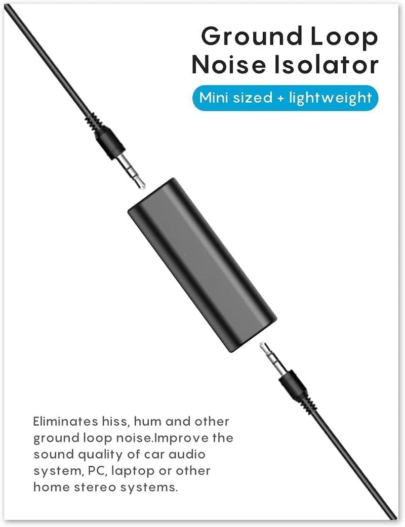 Excefore 2 Packs Ground Loop Noise Isolator for Car Audio/Home Stereo System, Eliminate Buzzing Noise, Eliminating Audio Noise Effectively, Portable and Easy to Use, Ground Loop Isolator with 3.5mm Audio Cable - Image 2