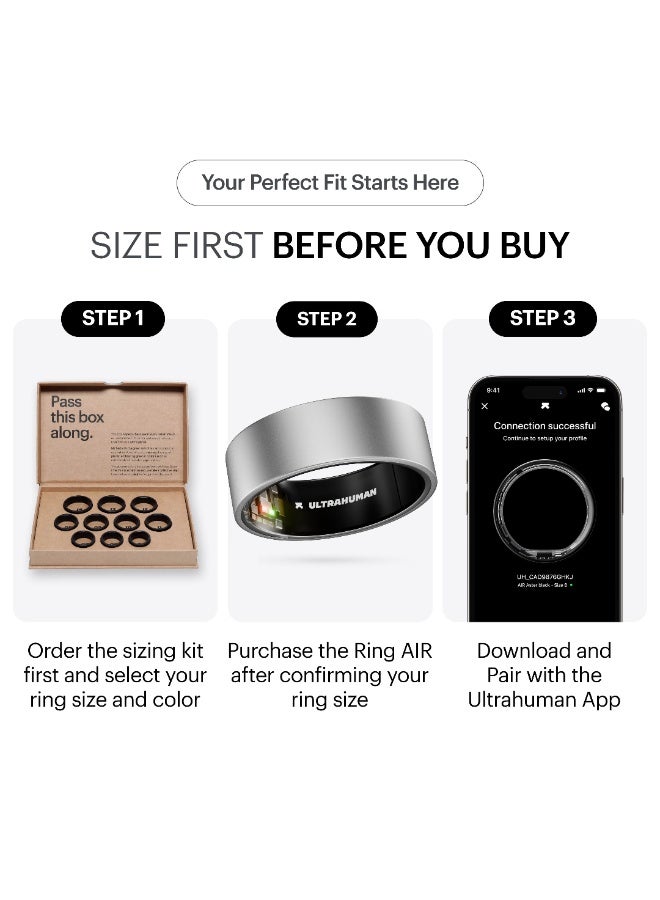 Ultrahuman Ring AIR - Advanced Sleep-Tracking Wearable, HRV & Temperature Monitoring, Track Workout, Movement & Recovery, Water Resistant, 6 Days Battery Life(Size 11) - Image 2