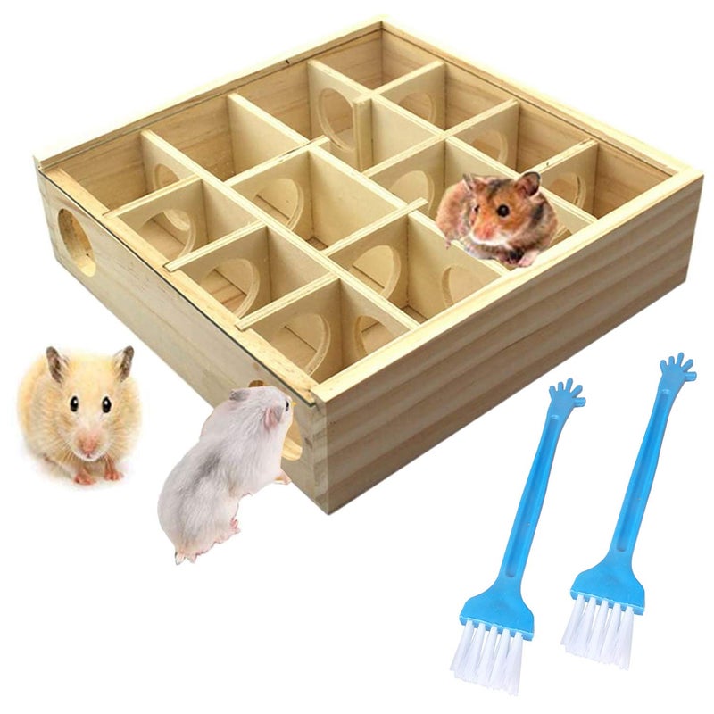 Allazone Wooden Maze Tunnel Toy with Cover Small Pet Animals Sport Toy Funny Toy for Mice Dwarf Hamster Small Gerbil - Image 2