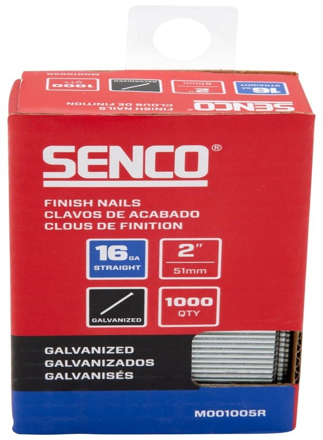 SENCO M001005R 2" 16 Gauge Straight Finish Nails, Galvanized Finish 1,000 Count Pack - Image 2