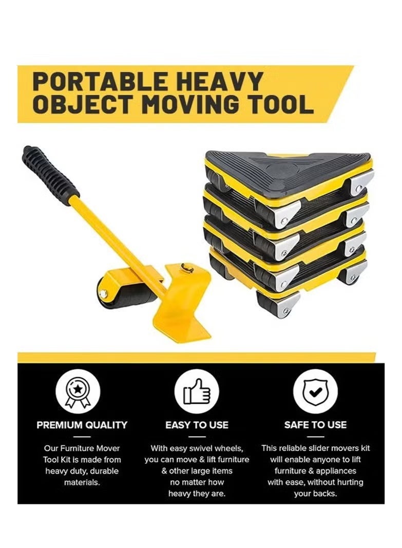 Bukela Furniture Moving Tools,5-Piece Heavy Duty Furniture Lifter, 360 Degree Rotatable Rubber Roller,For Moving Heavy Furniture,Refrigerators,Sofas,Cabinets - Image 4