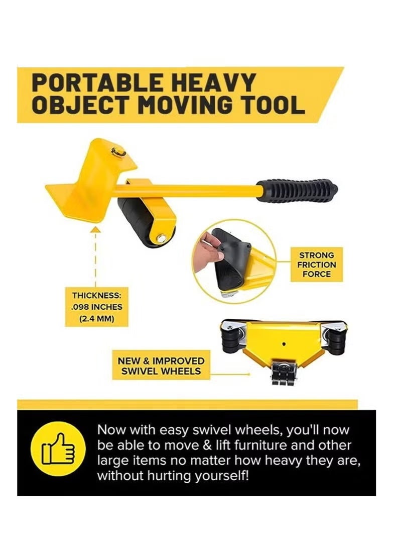 Bukela Furniture Moving Tools,5-Piece Heavy Duty Furniture Lifter, 360 Degree Rotatable Rubber Roller,For Moving Heavy Furniture,Refrigerators,Sofas,Cabinets - Image 2