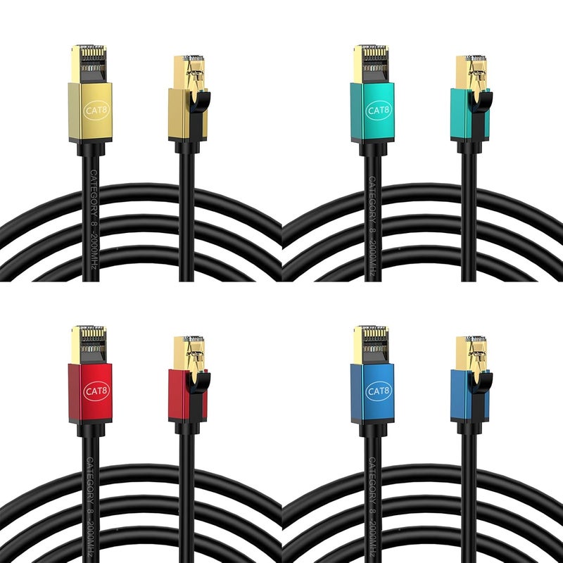 كابل إيثرنت Cat8 أخضر 8 متر 2000 ميجاهرتز محمي RJ45 سلك شبكة للاعبين - Image 5