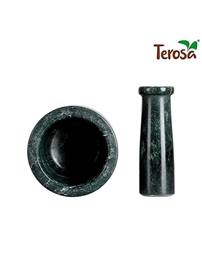 Terosa طقم مدقة وهاون تيروزا أواسي الأخضر أو أوكلي موسال أو خرال أو إيدي كالو أو خال موسال أو خالباتا أو مطحنة التوابل - مريح - 4x4 بوصات - رخام - Image 3