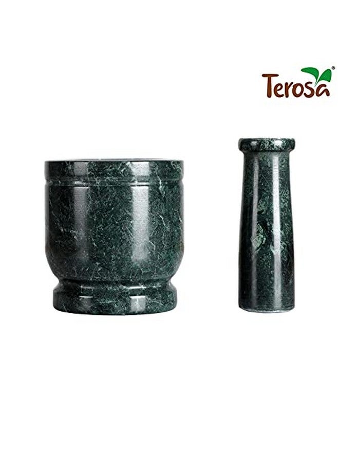 Terosa طقم مدقة وهاون تيروزا أواسي الأخضر أو أوكلي موسال أو خرال أو إيدي كالو أو خال موسال أو خالباتا أو مطحنة التوابل - مريح - 4x4 بوصات - رخام - Image 2