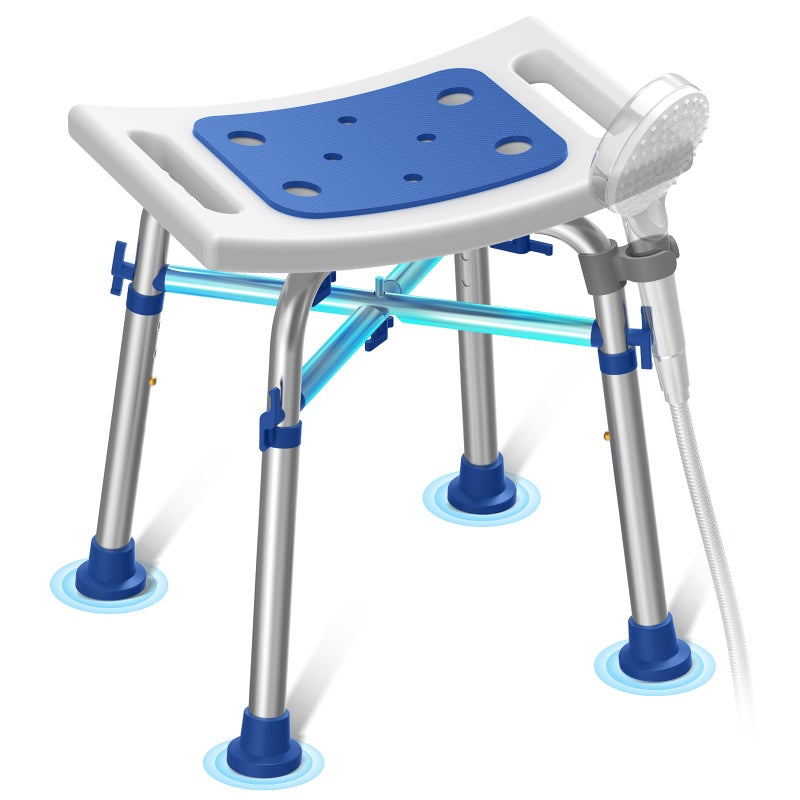 Loyoda FSA/HSA Eligible Heavy Duty Shower Chair for Inside Shower, 500lb Weight Capacity, Height-Adjustable Shower Bench with Padded Seat, Shower Stool Suitable for Elderly and Disabled - Image 1