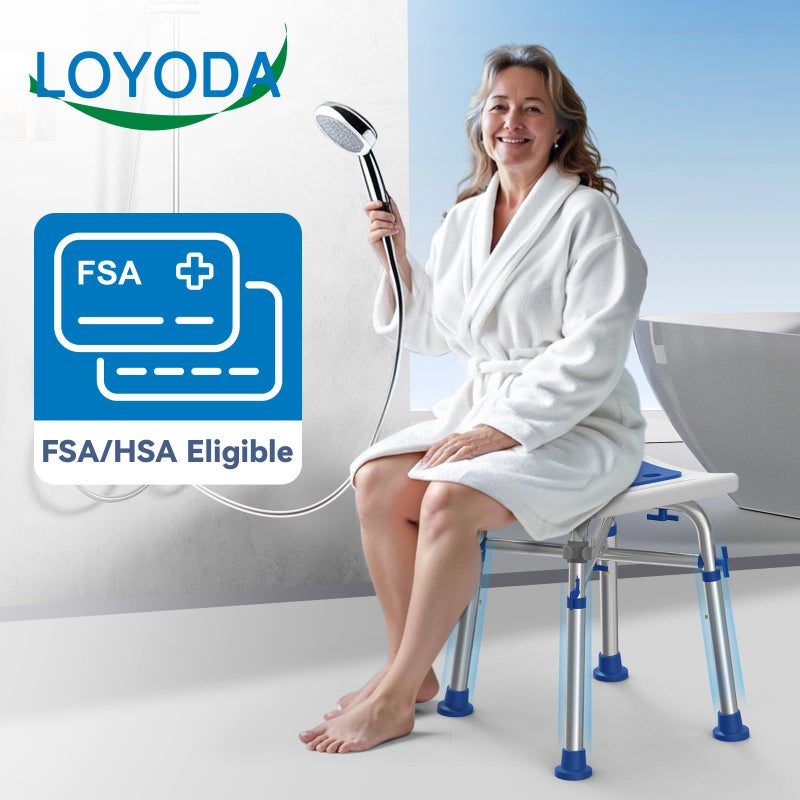 Loyoda FSA/HSA Eligible Heavy Duty Shower Chair for Inside Shower, 500lb Weight Capacity, Height-Adjustable Shower Bench with Padded Seat, Shower Stool Suitable for Elderly and Disabled - Image 2
