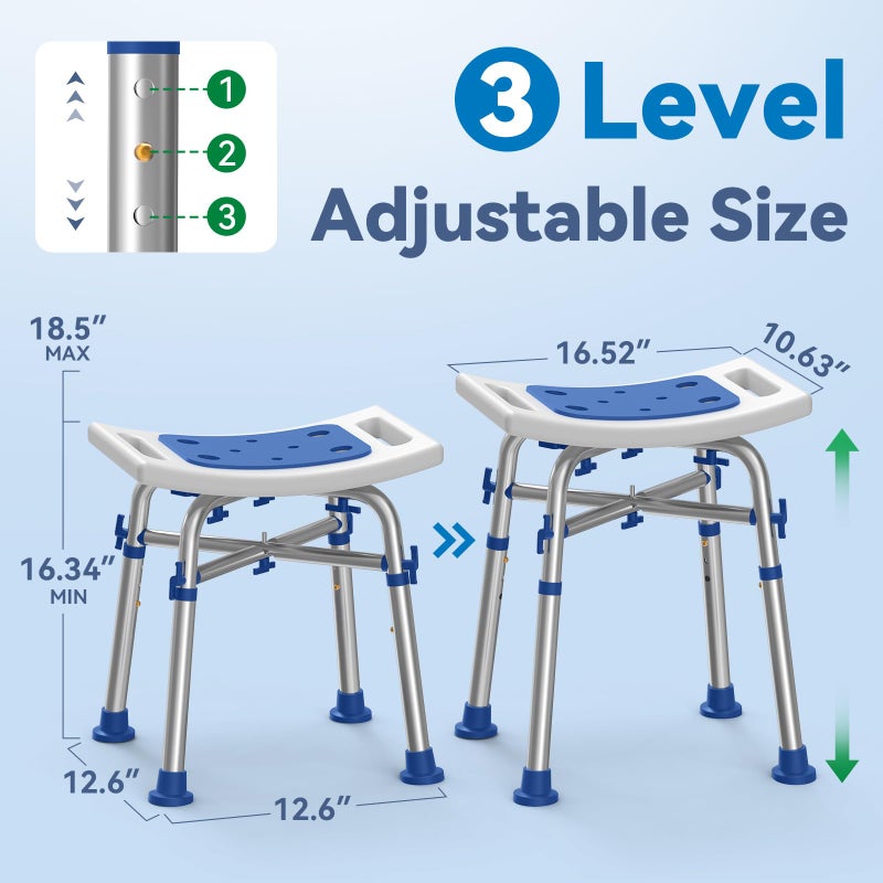 Loyoda FSA/HSA Eligible Heavy Duty Shower Chair for Inside Shower, 500lb Weight Capacity, Height-Adjustable Shower Bench with Padded Seat, Shower Stool Suitable for Elderly and Disabled - Image 5