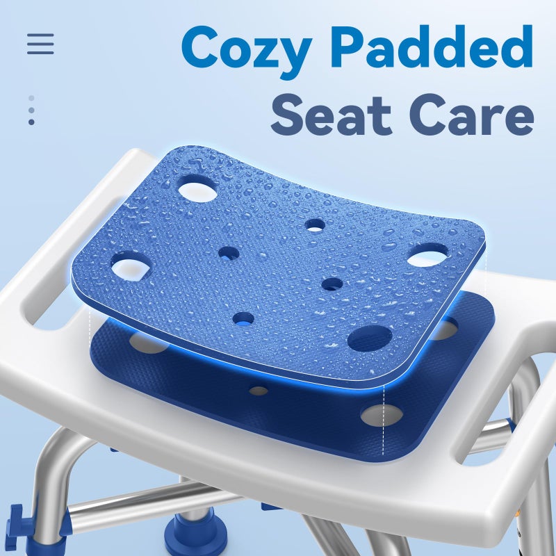 Loyoda FSA/HSA Eligible Heavy Duty Shower Chair for Inside Shower, 500lb Weight Capacity, Height-Adjustable Shower Bench with Padded Seat, Shower Stool Suitable for Elderly and Disabled - Image 4
